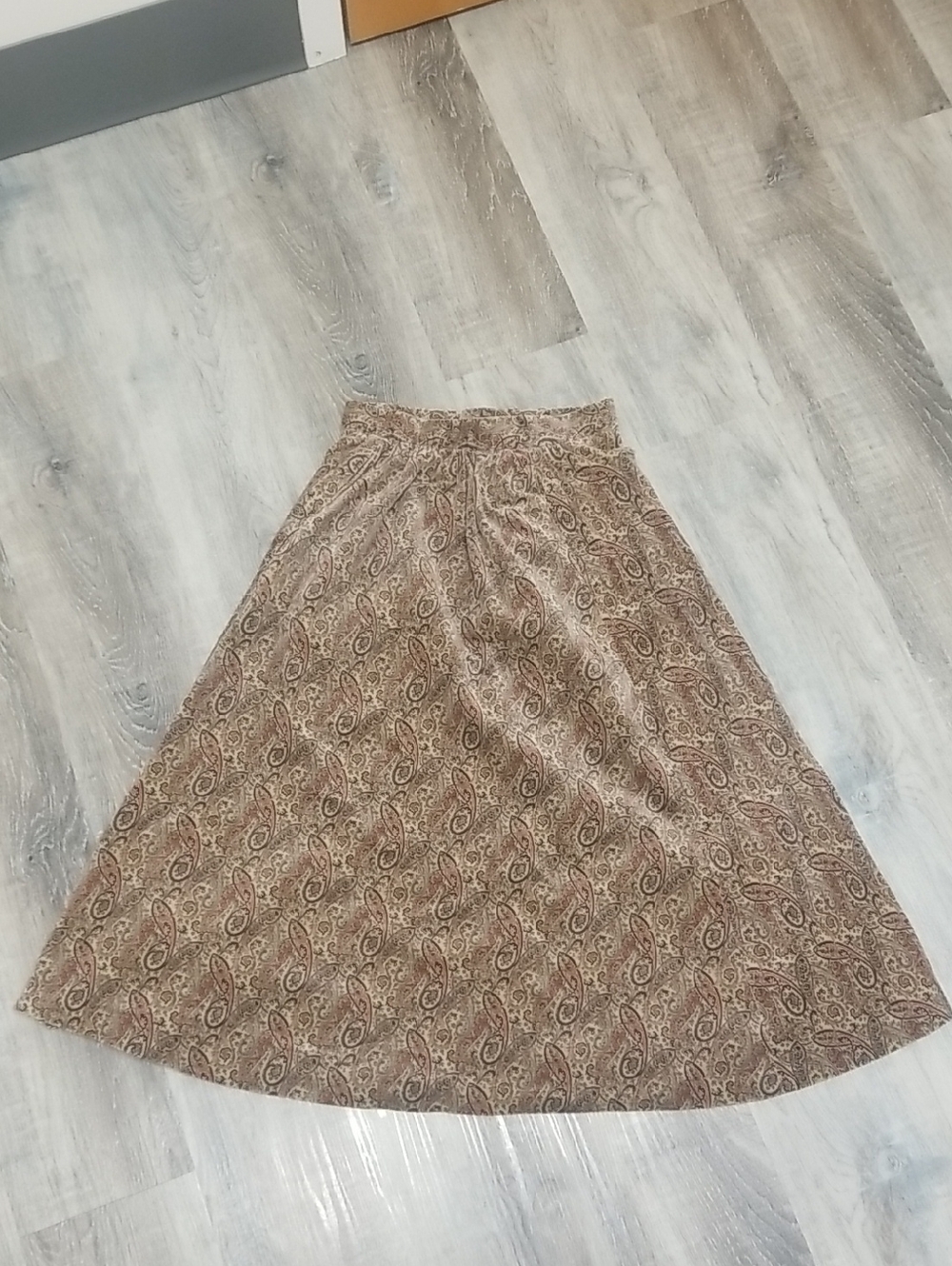 Vintage Women’s Velour Brown Paisley A-Line Skirt